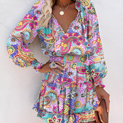 Annabelle - Minikleid - Blumen Chiffon in Lila