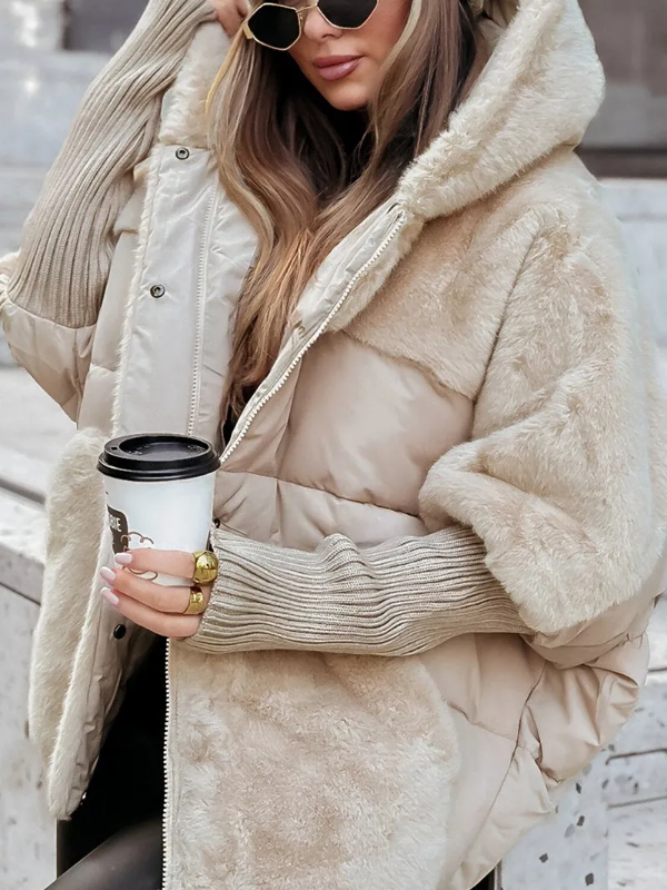 Plüsch-Winterjacke mit Kapuze -  Emilia