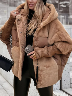 Plüsch-Winterjacke mit Kapuze -  Emilia in Braun
