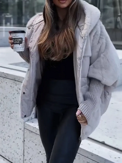 Plüsch-Winterjacke mit Kapuze -  Emilia in Grau