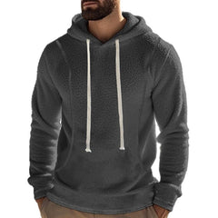 Men's Casual Outdoor Polar Fleece Long Sleeve Pullover Hoodie in Gray