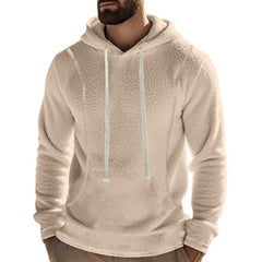 Men's Casual Outdoor Polar Fleece Long Sleeve Pullover Hoodie in Apricot