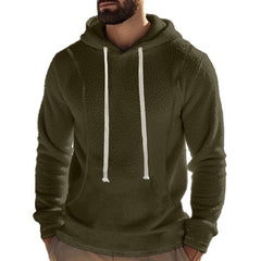 Men's Casual Outdoor Polar Fleece Long Sleeve Pullover Hoodie in Army Green