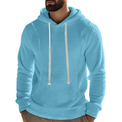 Men's Casual Outdoor Polar Fleece Long Sleeve Pullover Hoodie in Blue