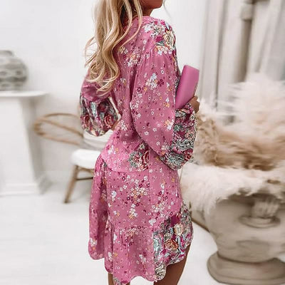 Florales Langen Ärmeln Sommerkleid für Damen