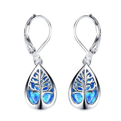Baum des Lebens Ohrringe aus Opal und Silber in Blau