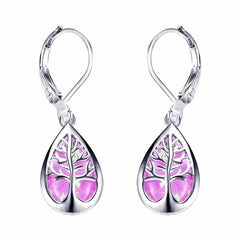 Baum des Lebens Ohrringe aus Opal und Silber in Violett