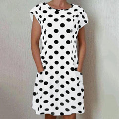 Angeline - Kurzärmeliges Kleid mit Polka Dot in Weiß