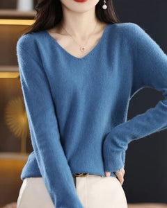 Bianca | Feiner Merino Pullover in Blau