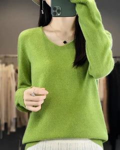 Bianca | Feiner Merino Pullover in Fruchtgrün