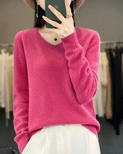 Bianca | Feiner Merino Pullover in Knallrosa