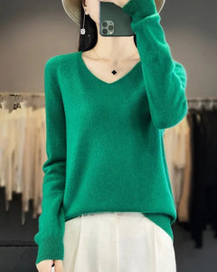 Bianca | Feiner Merino Pullover in Grün