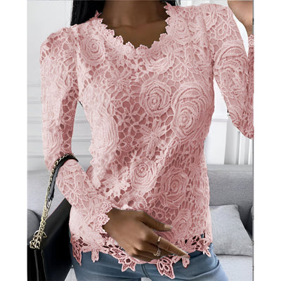 Anelie | Elegante Spitzen-Bluse mit langen Ärmeln