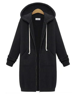 Ember - Zip-Up Hoodie - Knielang in Schwarz