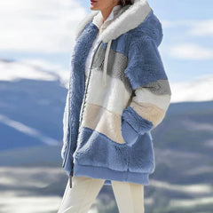 Petra™ | Winterjacke mit Kapuze in Blaue Streifen