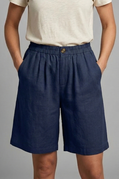 Rania | Damen Bermuda Shorts mit Kordelzug in Marineblau
