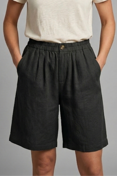 Rania | Damen Bermuda Shorts mit Kordelzug in Schwarz