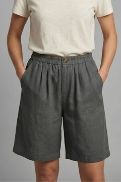 Rania | Damen Bermuda Shorts mit Kordelzug in Grau