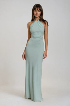 Renate | Damen Rückenfreies Neckholder Maxikleid in Grau
