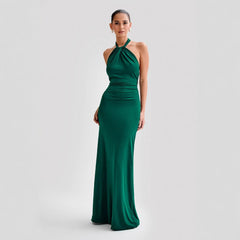 Renate | Damen Rückenfreies Neckholder Maxikleid in Grün