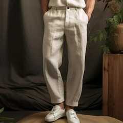 Rene | Herren Luftige Leinen Hose in Beige