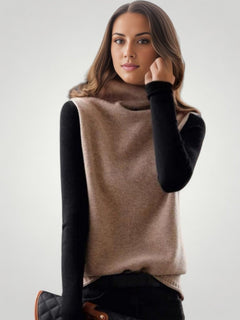 Helga | Retro Rollkragenpullover mit Farbblock in Braun