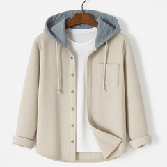 Ridge | Herren Cord Hemdjacke mit abnehmbarer Kapuze in Beige