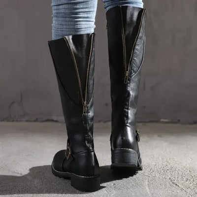 Klassische Kniehohe Stiefel für Damen | Mit Schnallendetails