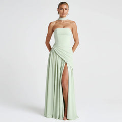 Nathalie | Damen Maxikleid Korsettstil Schaldetail Hoher Schlitz – Korsett Maxi 2026 in Mint
