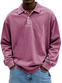 Robert | Herren Langarm Polo-Sweatshirt in Rosa