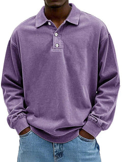 Robert | Herren Langarm Polo-Sweatshirt in Lila