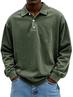 Robert | Herren Langarm Polo-Sweatshirt in Armeegrün