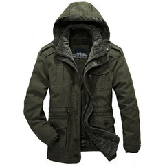 Robuste Winterjacke mit Kapuze für Herren | Warme in Armeegrün