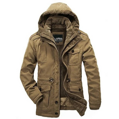 Robuste Winterjacke mit Kapuze für Herren | Warme in Khaki