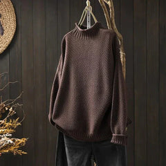 MILOU | GESTRICKTER ROLLKRAGENPULLOVER MIT STIL in Braun