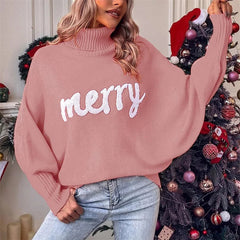 Gemütlicher Rollkragenpullover für Weihnachten - Alina in Hellrosa