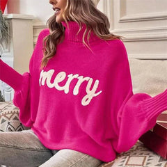 Gemütlicher Rollkragenpullover für Weihnachten - Alina in Rosa