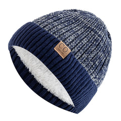 Romy | Damen Gefütterte Retro Strickmütze in Marineblau