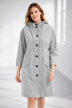 Ronja | Kapuzenjacke in Midi-Länge in Grau