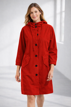 Ronja | Kapuzenjacke in Midi-Länge in Rot