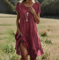 Rosalie | Blumen Midikleid mit V-Ausschnitt in Rot