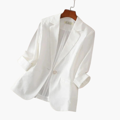 Rosalind | Damen Rosa 3/4 Arm Blazer in Weiß