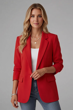 Rosemarie | Damen Taillierter Einreihiger Blazer in Rot