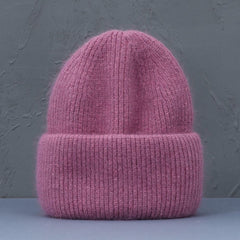 Damen und Herren Strick Mütze in Rosa Rot