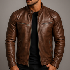 Roswitha | Klassische Lederjacke im Vintage-Stil in Braun