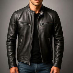 Roswitha | Klassische Lederjacke im Vintage-Stil in Schwarz