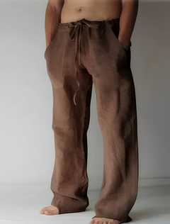 Garth - Leinen-Baggy-Hose für Herren in Braun