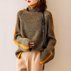 Stylischer Rollkragenpullover für Damen | Gemütlich in Braun / Orange