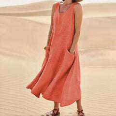 Tosca | Damen Schürzenkleid mit Taschen in Orange