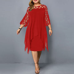 Martina | Damen Elegantes Tailliertes Kleid in Rot